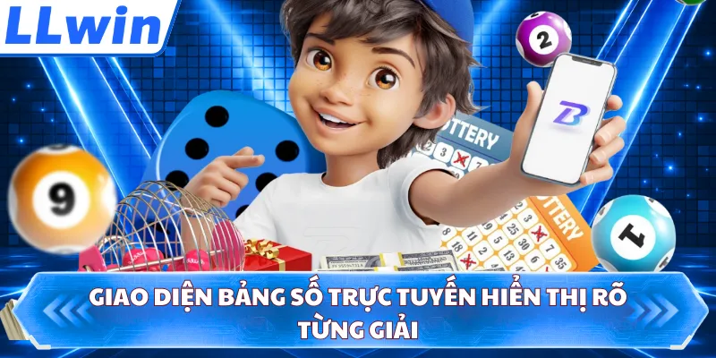 Giao diện bảng số trực tuyến hiển thị rõ từng giải